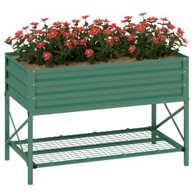 Galvanized Raised Garden Bed, Metal Planter Box with Legs, Storage Shelf and Bed Liner, Green (Option: Green-1180x360x95 mm)