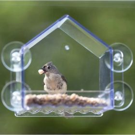 2 Cup Clear View Plastic Window Bird Feeder 6.75": Suction Cup Mount, Shatterproof (Option: Clear)
