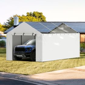 Carport Replacement Canopy Cover Side Wall 10 X 20 Ft, Garage Tent Shelter Tarp Heavy-Duty Waterproof & UV Protected, Easy Installation With Ball (Option: Grey)