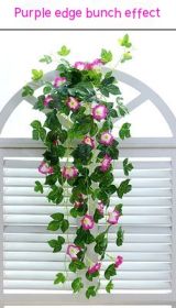 Simulation Plant Morning Glory Ratten For Wall Hanging Decoration (Color: Purple Fringe)