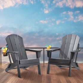 Adirondack Chair Plastic Set Of 2 All-Weather Folding Fire Pit Gray (Option: Grey)