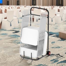 Folding Chair Rack Cart For 10 Chairs Of 100 LBS Push-Style Chair Dolly (Option: Black)