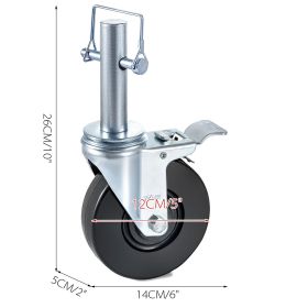 Baker Scaffold Wheels 4 Pack 5' Scaffolding Wheels 1' Solid Round Stem 280LBS Wheels For Scaffolding Rubber Scaffold Wheels With Dual Locking Hea (Option: Multicolor)