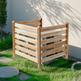 Wood Privacy Fence 3 Panels Slatted Air Conditioner Fence 36' W X 36' L (Option: Natural)