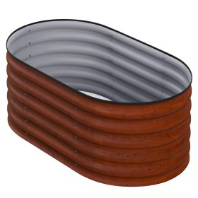 3.4' x 2' x 1.4' Galvanized Raised Garden Bed Kit, Metal Planter Box with Safety Edging, Brown (Option: Brown-625x485x175 mm)