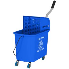 Compact Mop Bucket with Wringer, Mop Bucket on Wheels for Floor Cleaning, 21 Quart, Separate Dirty and Clean Water, Blue (Option: Blue-505x280x285 mm)