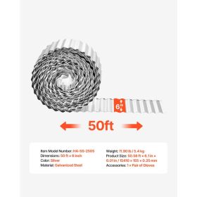 Galvanized Steel Landscape Edging, 50 Ft X 6 In Metal Edging For Landscaping With Gloves, Easy-to-Install Bendable Metal Strips, Heavy Duty Metal (Option: Black)