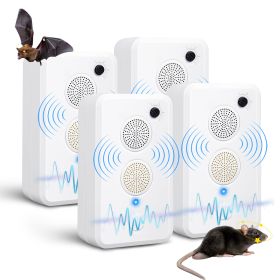 2Pcs Or 4Pcs Rechargeable Ultrasonic Bat Repellent Indoor Outdoor Bird Mouse Deterrent Device With 6 Adjustable Levels For Attic Porch House (Option: White-4Pcs)