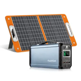 300W Solar Generator, FlashFish 60000mAh Portable Power Station Camping Potable Generator With 60W 18V Portable Solar Panel, Flashfish Foldable S (Option: G300TSP60)