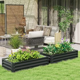 Gray 4' x 2' x 1' Sturdy Metal Raised Planter – Garden Bed for Vegetables, Flowers, Herbs & Succulents (Option: 77910177)
