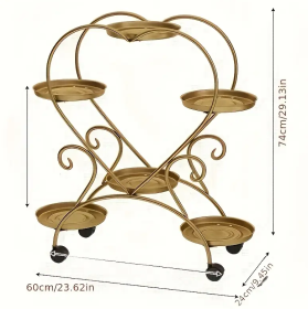 Heart-shaped Flower Pot Rack (Color: Golden)
