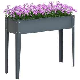 Metal Raised Garden Bed, Elevated Planter Box with Legs and Drain Holes, Dark Gray (Option: Grey-1120x385x90 mm)