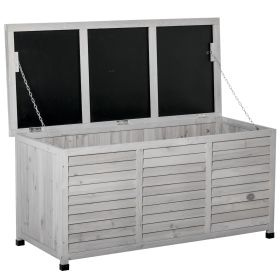 75 Gallon Wooden Deck Box, Outdoor Storage Container with Aerating Gap & Weather-Fighting Finish, Grey (Option: grey-1335x620x140 mm)