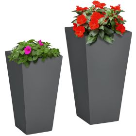2-Pack Outdoor Planter Set, Flower Pots with Drainage Holes, Durable & Stackable Plant Pot, 22in & 18in, for Porch, Entryway, Patio, Yard, Garde (Option: Gray-420x420x670 mm)