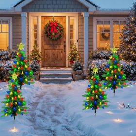 Christmas Tree Lights Solar Powered 2 Pack - 37.4in 100 LEDs 8 Modes, IP44 Waterproof Holiday Decor & Perfect Gift (Option: AS PIC)