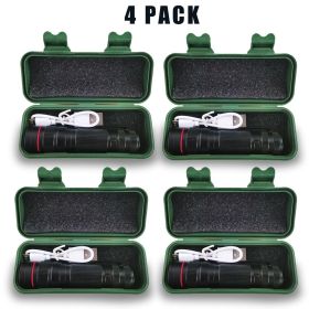 LED Military Flashlight USB Rechargeable Tactical Zoom Torch Most Powerful Mini Pen Light (Option: 4pcs)