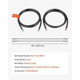 Hydraulic Hose Kit, 16 Ft 2-Piece Leak-Proof TPEE Outboard Steering Hose Kit With 304 Stainless Steel Connector, Compatible With Marine Outboard (Option: Black)